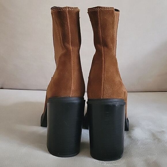 Chelsea & Violet Suede Leather Chunky Boots - Picture 3 of 12